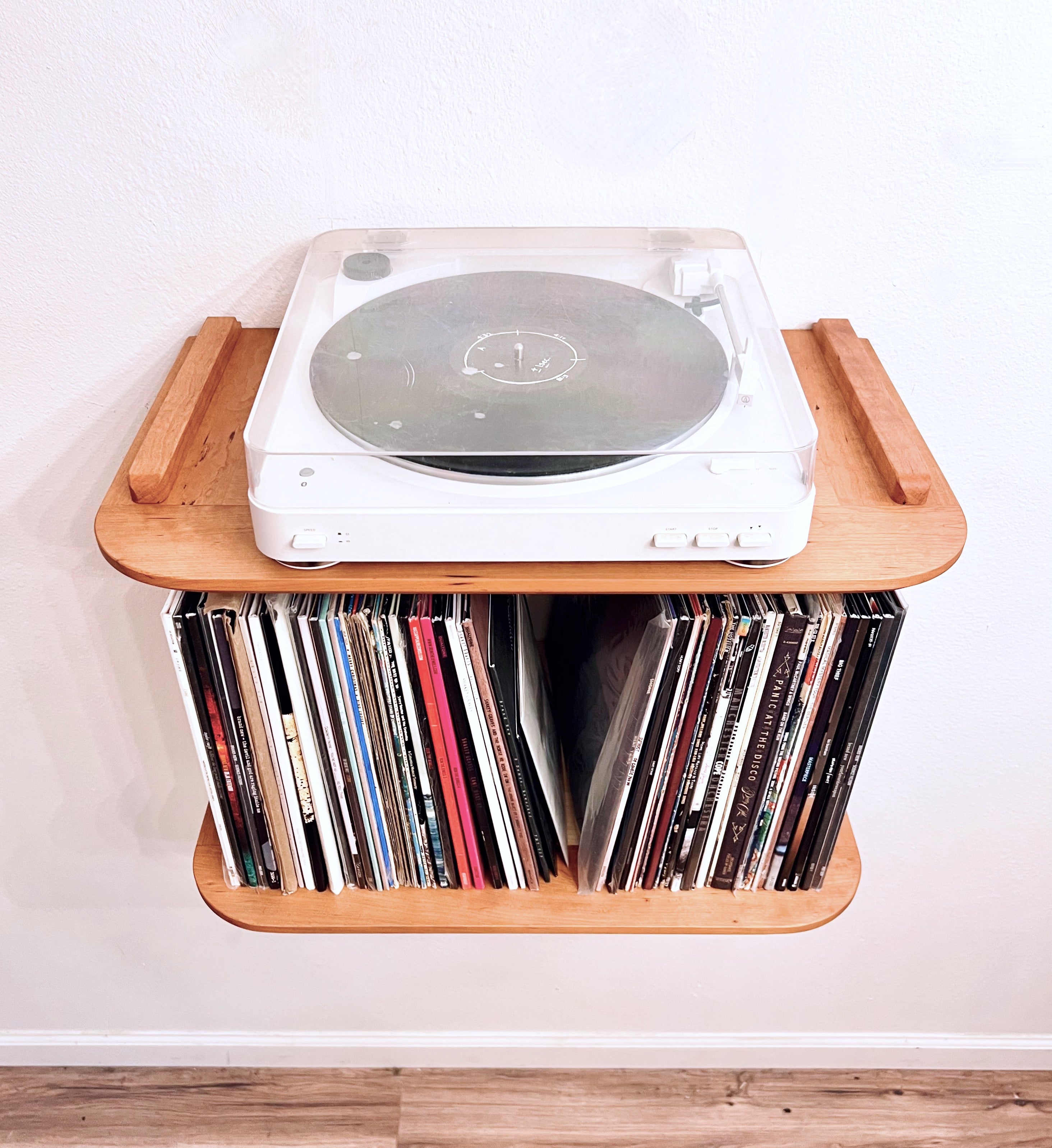 Crescent Moon - Floating Vinyl Cubby & Turntable Console